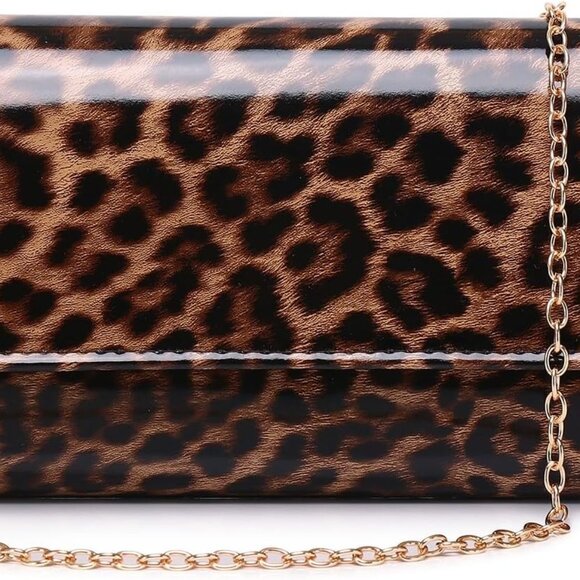 Patent Leather Evening Clutch Womens Envelope Handbag Shoulder Bag Purse - Picture 1 of 9